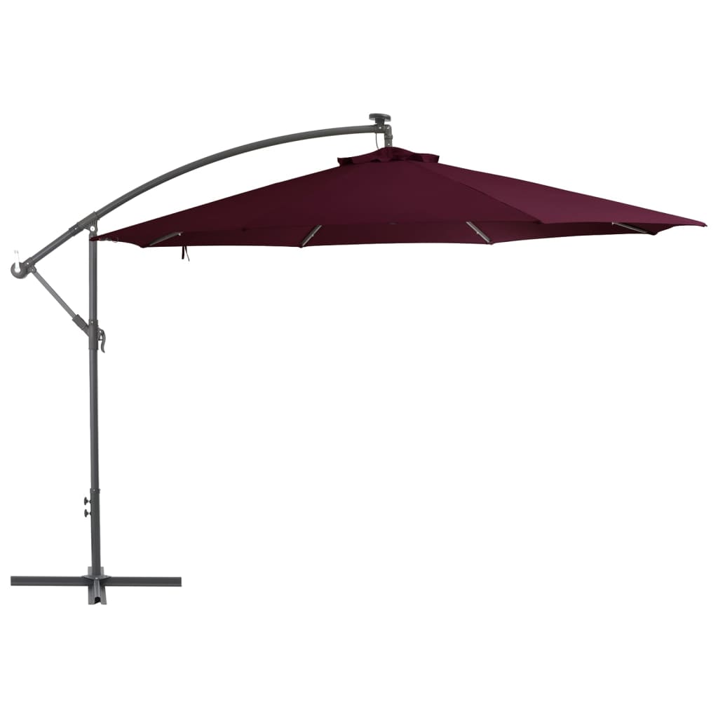 vidaXL Cantilever Umbrella Parasol with Solar LEDs Patio Umbrella Sunshade-1