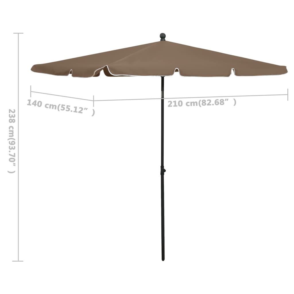 vidaXL Outdoor Umbrella Height Adjustable Parasol Patio Garden Sunshade Steel-2