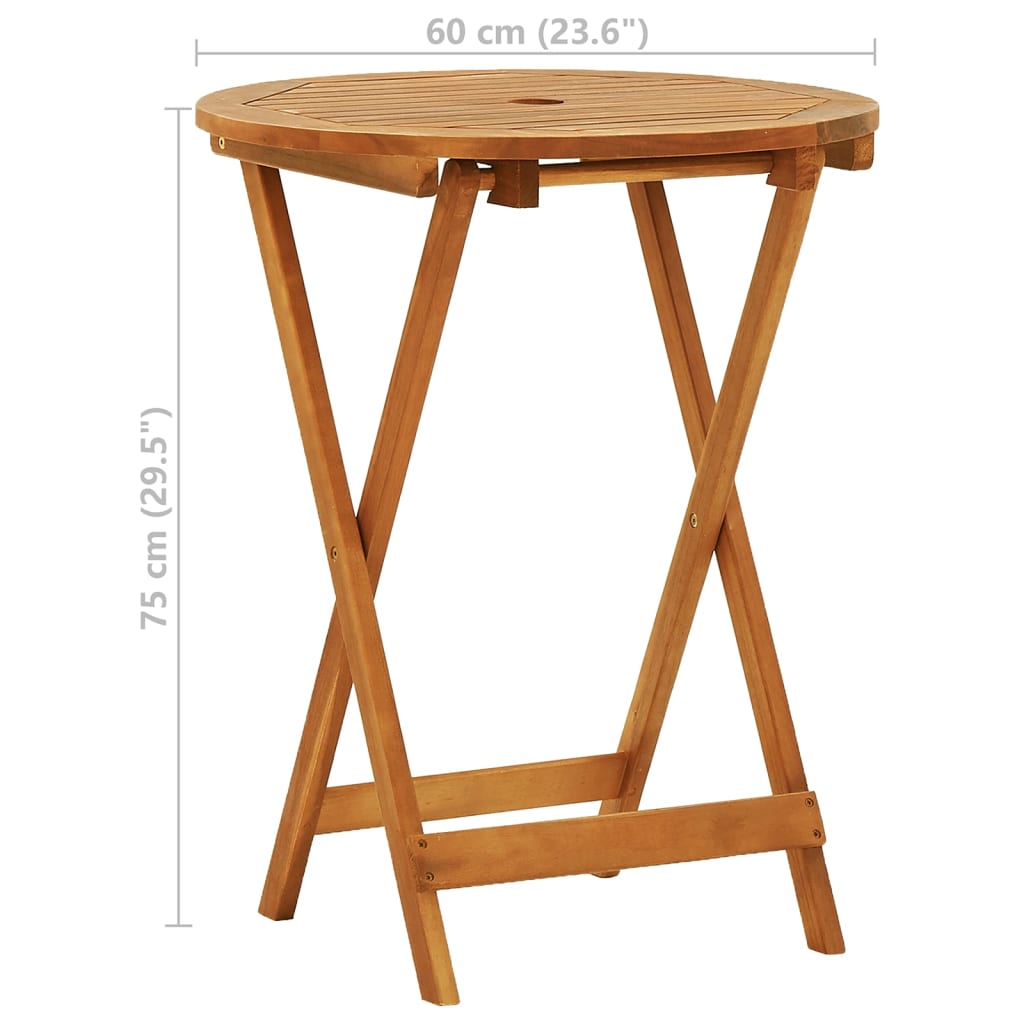vidaXL Outdoor Dining Table Folding Garden Patio Table Solid Eucalyptus Wood-17