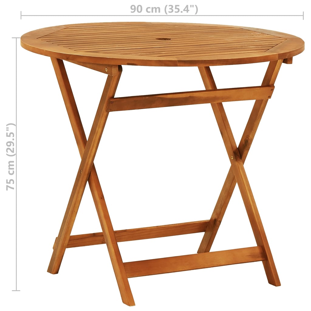vidaXL Outdoor Dining Table Folding Garden Patio Table Solid Eucalyptus Wood-2