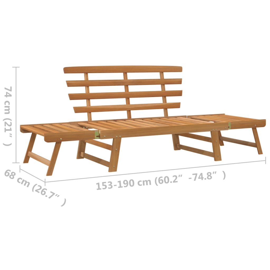 vidaXL Patio Bench Outdoor Garden Bench with Cushions 2-in-1 Solid Wood Acacia-27