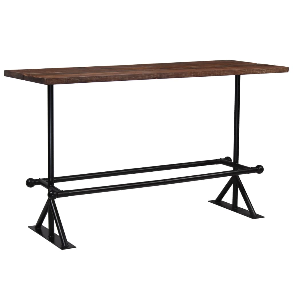 vidaXL Bar Table Kitchen Table Bistro Table Solid Reclaimed Wood Dark Brown-11