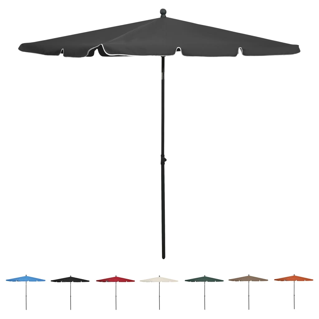 vidaXL Outdoor Umbrella Height Adjustable Parasol Patio Garden Sunshade Steel-0