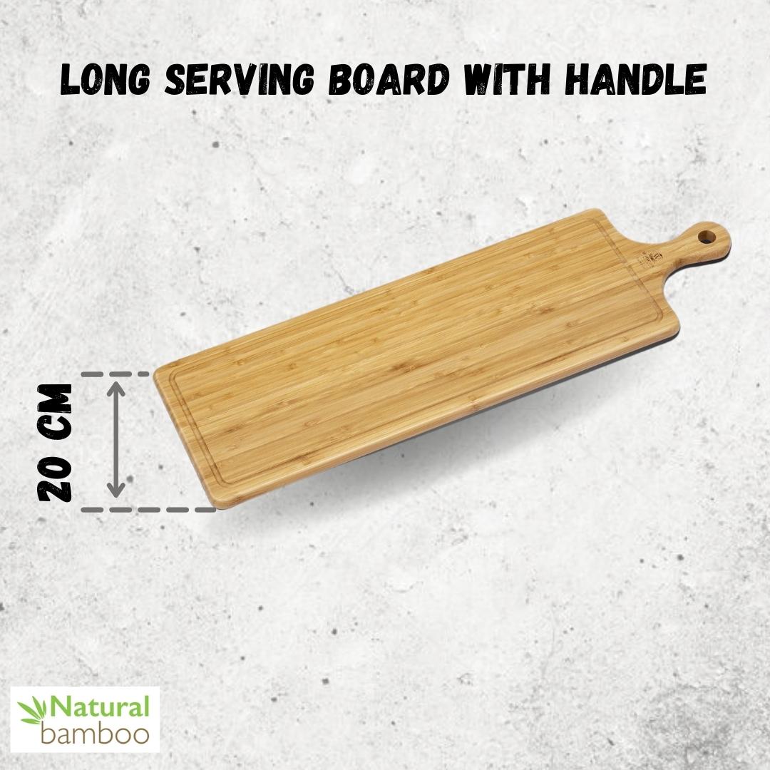 Bamboo Long Serving Board With Handle 26" inch X 7.9" inch | 66 X 20 Cm-2