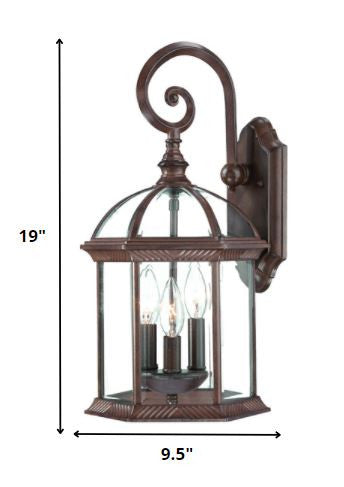 Three Light Dark Brown Eastern Lantern Wall Light-1