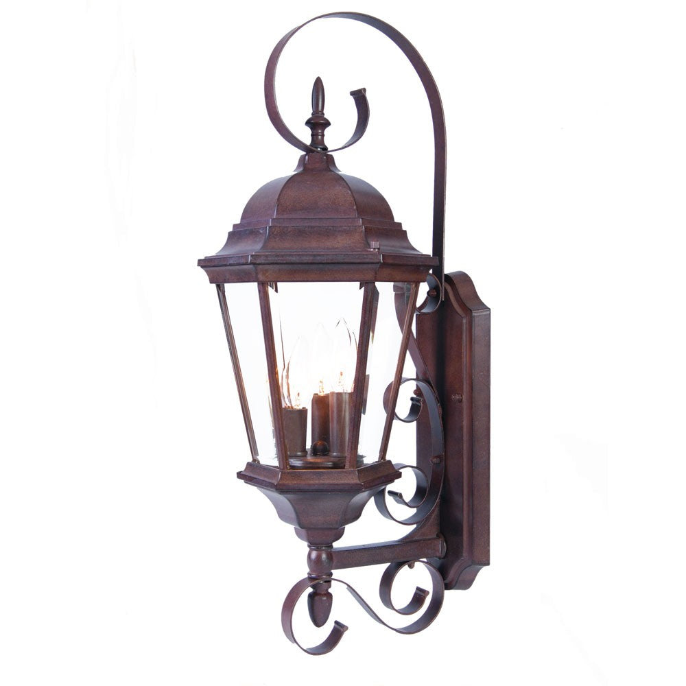 Three Light Dark Brown Swing Arm Lantern Wall Light-0