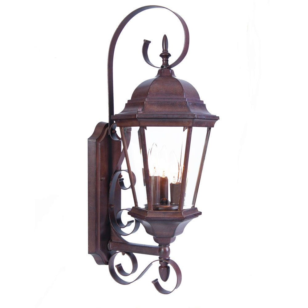 Three Light Dark Brown Swing Arm Lantern Wall Light-2