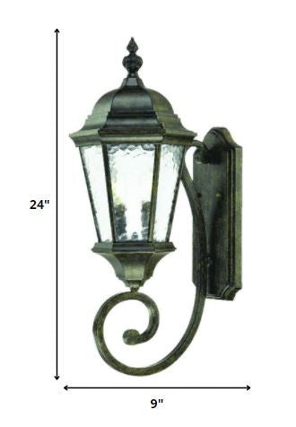 Two Light Antique Black Carousel Lantern Wall Light-1