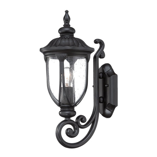 Matte Black Cast Aluminum Glass Lantern Wall Light-0