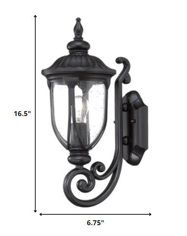 Matte Black Cast Aluminum Glass Lantern Wall Light-1