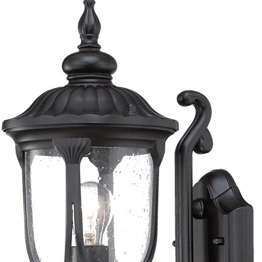 Matte Black Cast Aluminum Glass Lantern Wall Light-3