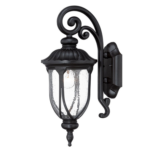 Matte Black Cast Aluminum Glass Lantern Wall Sconce-0