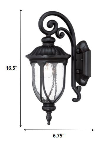 Matte Black Cast Aluminum Glass Lantern Wall Sconce-1