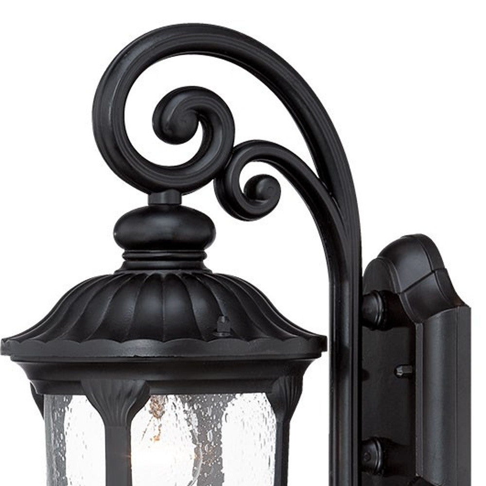 Matte Black Cast Aluminum Glass Lantern Wall Sconce-3