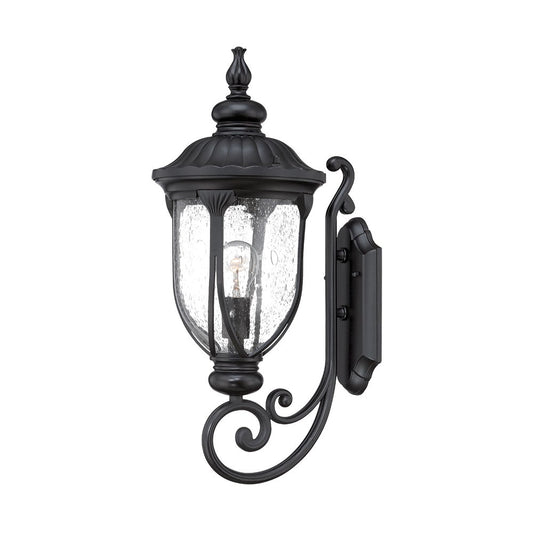 XL Matte Black Cast Aluminum Glass Lantern Wall Light-0