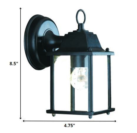 Matte Black Hanging Glass Lantern Wall Light-1