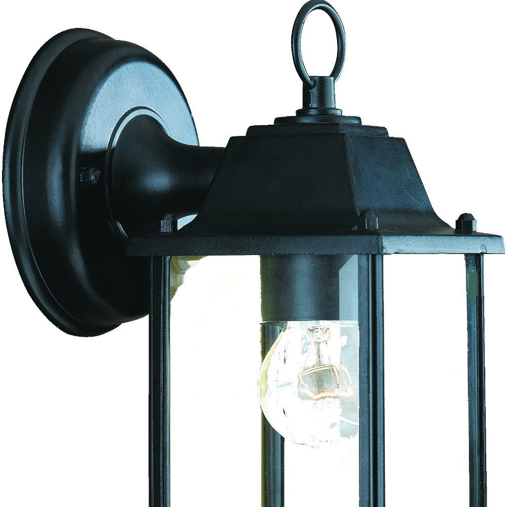 Matte Black Hanging Glass Lantern Wall Light-3