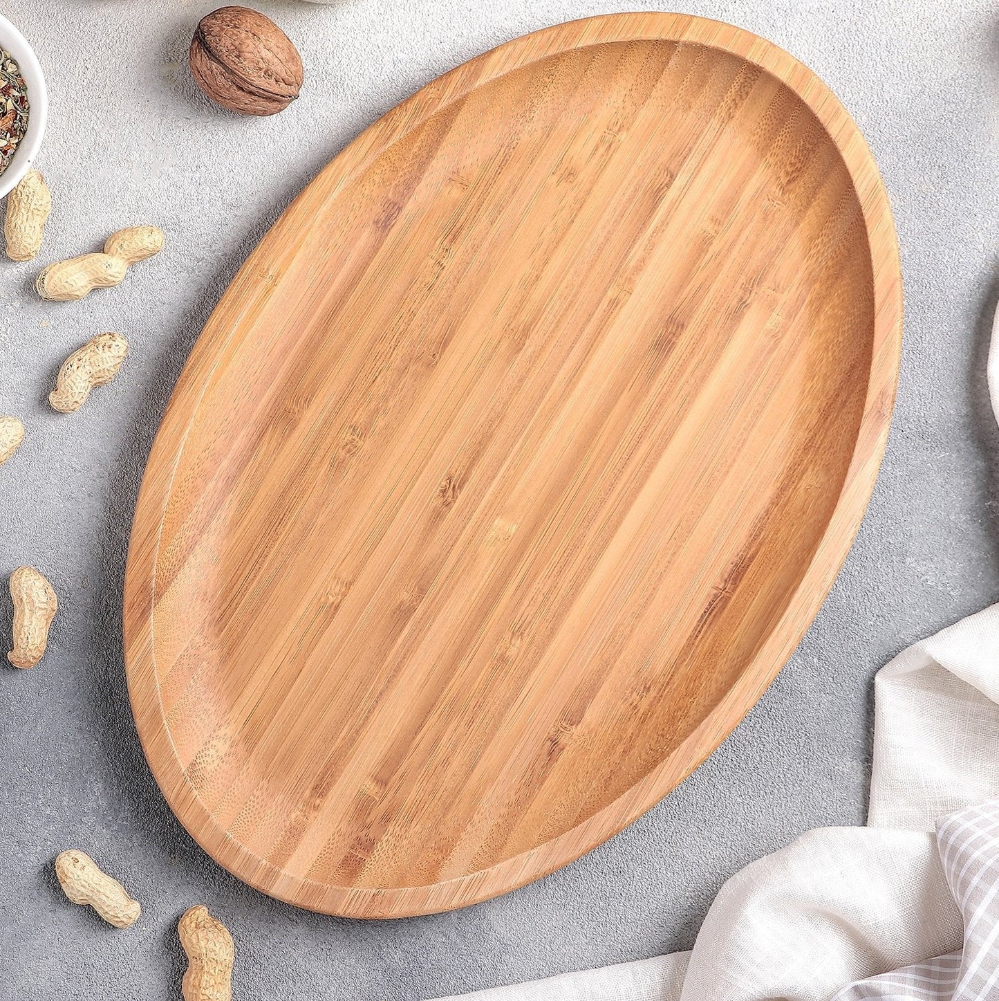 Set Of 3 Bamboo Oval Platter 18" inch X 13.25" inch | For Appetizers / Barbecue / Steak-0