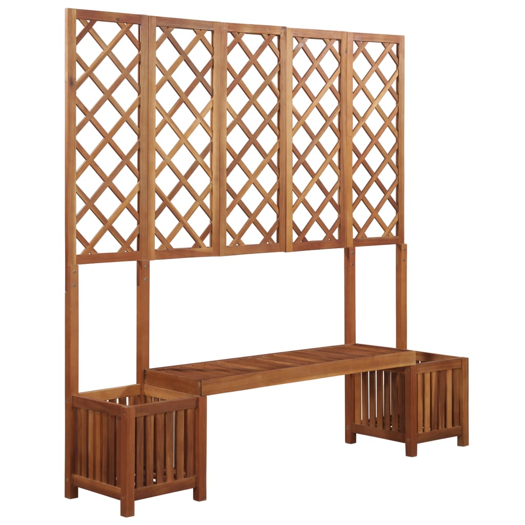 vidaXL Garden Planter with Bench and Trellis Solid Acacia Wood-0