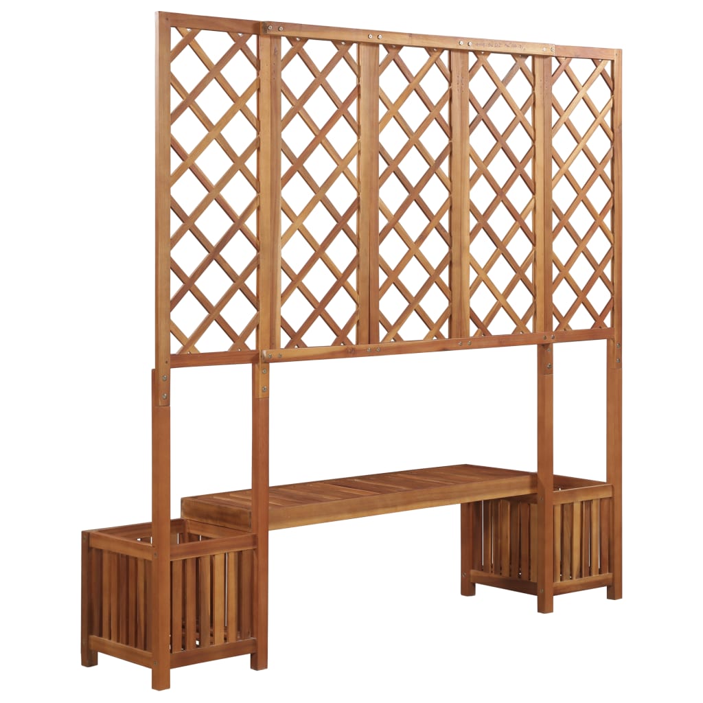 vidaXL Garden Planter with Bench and Trellis Solid Acacia Wood-1