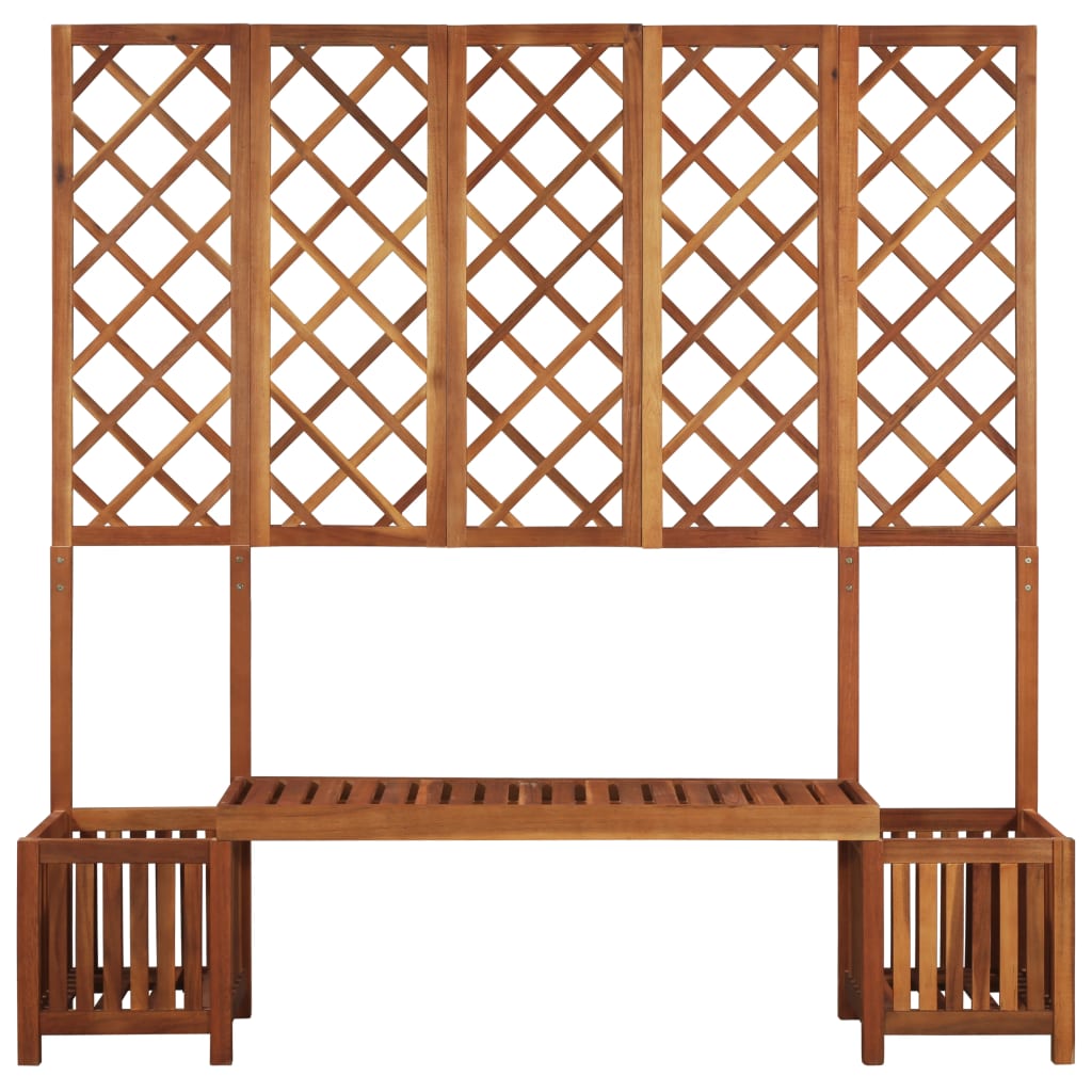 vidaXL Garden Planter with Bench and Trellis Solid Acacia Wood-2