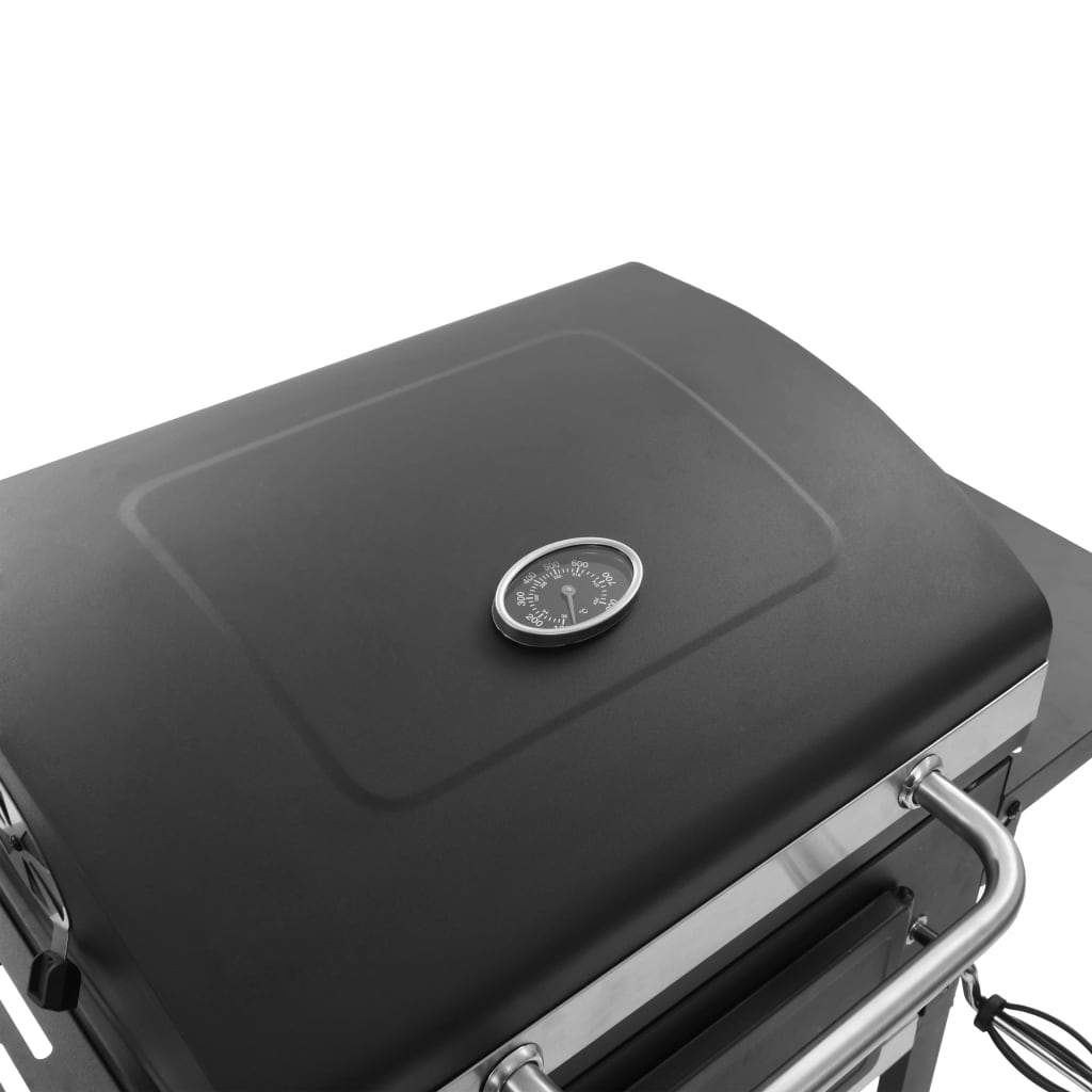 vidaXL Charcoal-Fueled BBQ Grill with Bottom Shelf Black-8