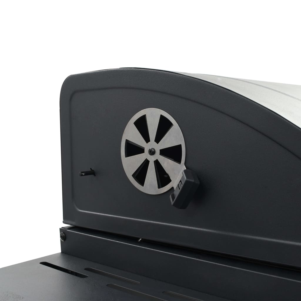 vidaXL Charcoal-Fueled BBQ Grill with Bottom Shelf Black-9