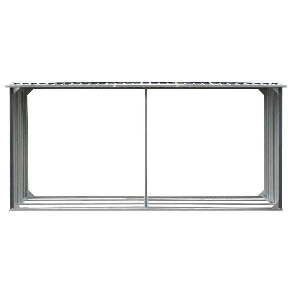 vidaXL Firewood Rack Log Storage Holder with Roof Galvanized Steel 129.9"-10
