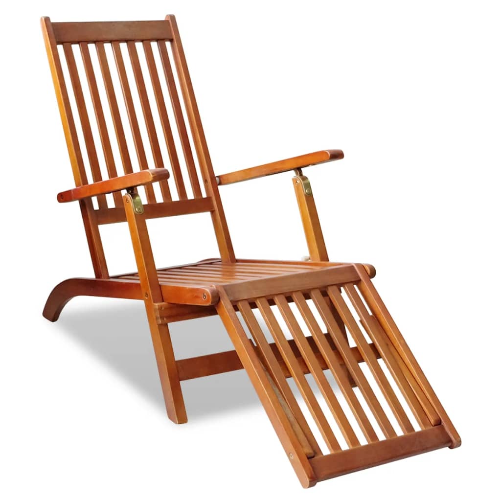 vidaXL Patio Deck Chair with Footrest Solid Acacia Wood-11