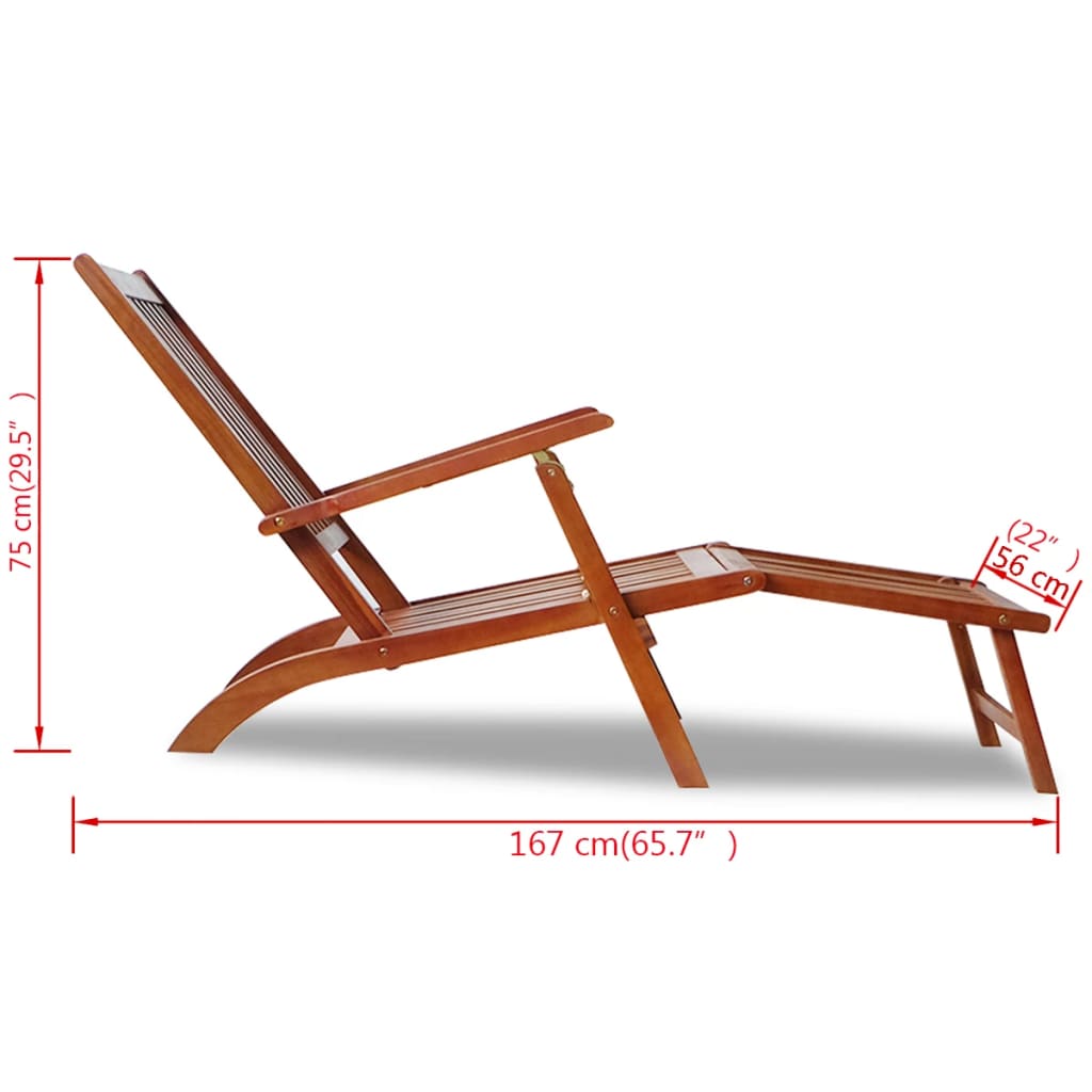 vidaXL Patio Deck Chair with Footrest Solid Acacia Wood-12