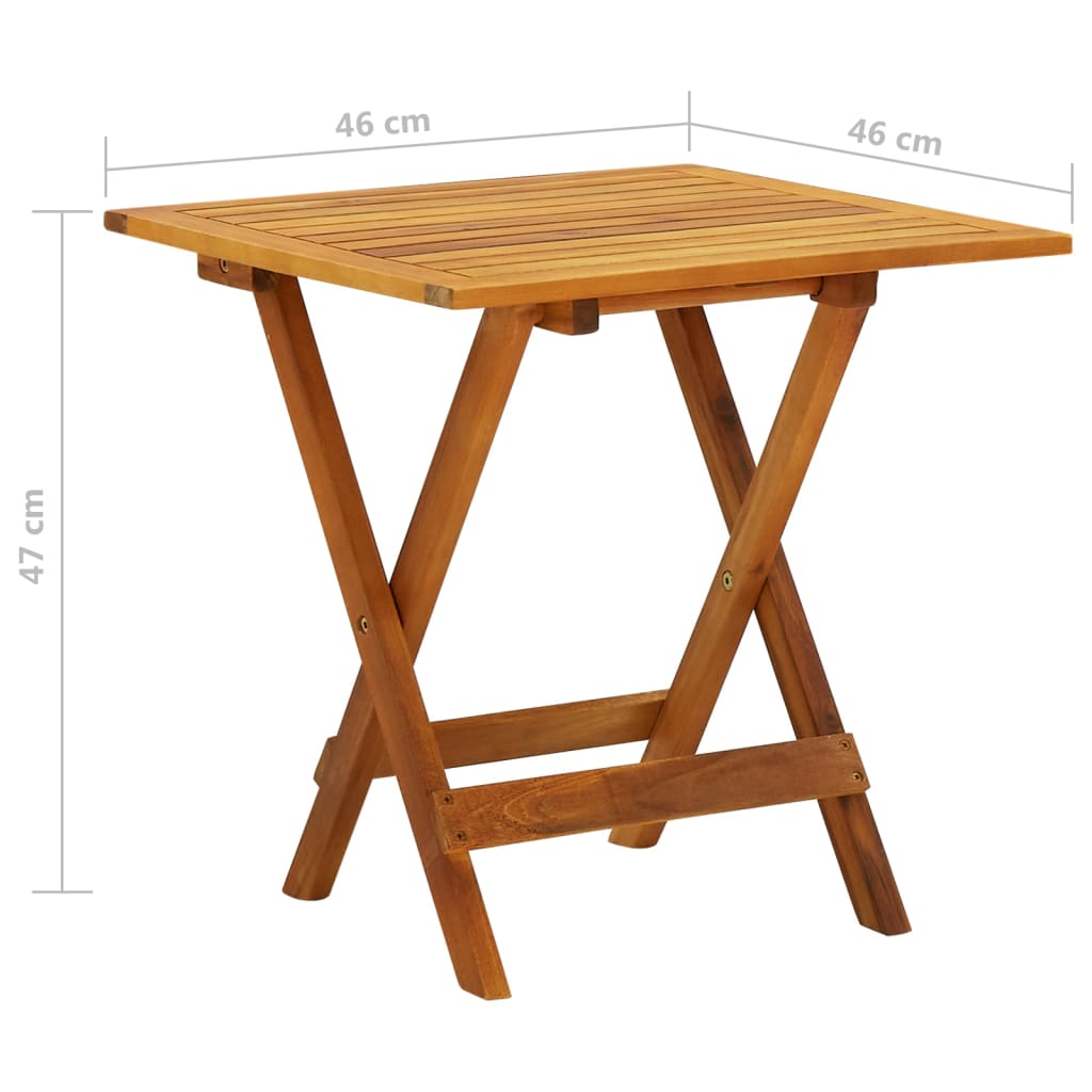 vidaXL Bistro Table Outdoor Side Table Folding Patio Table Solid Acacia Wood-7