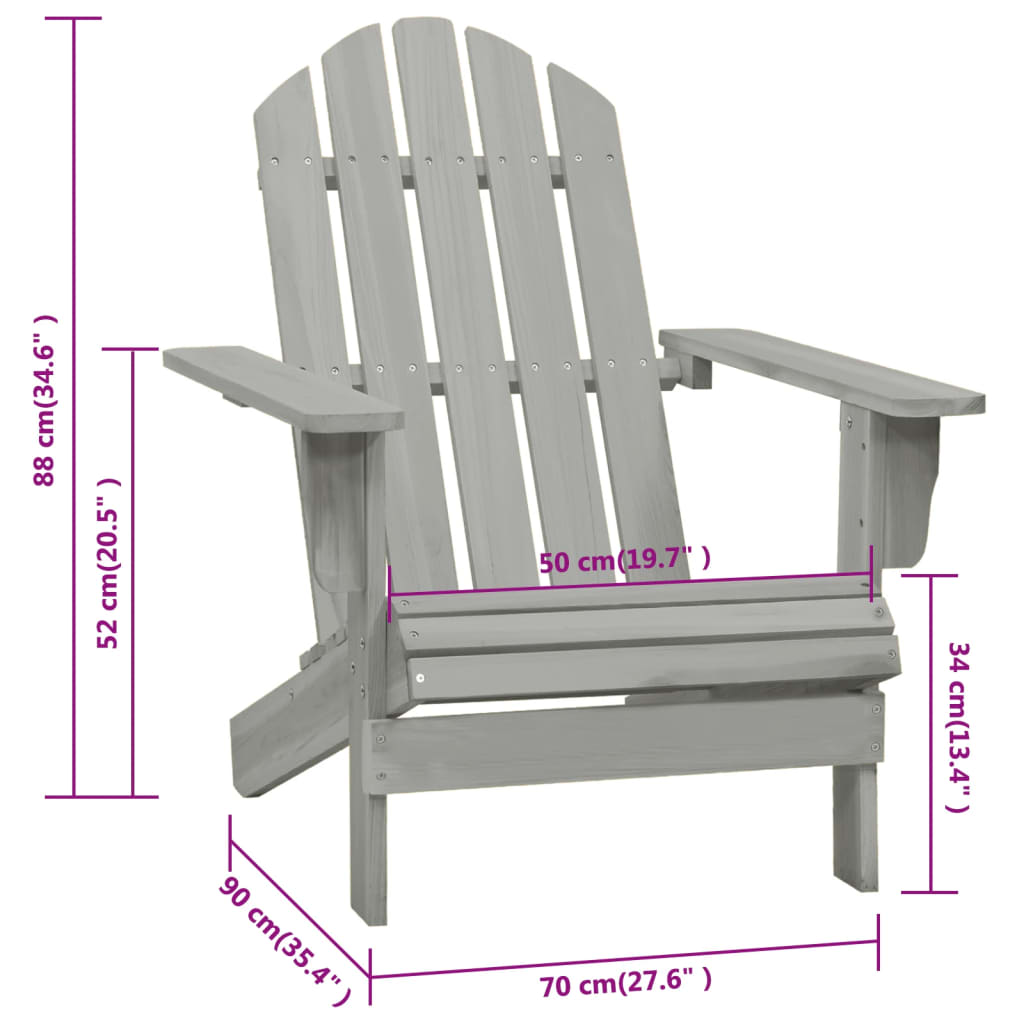 vidaXL Patio Chair Lawn Patio Adirondack Chair for Outdoor Porch Garden Wood-15