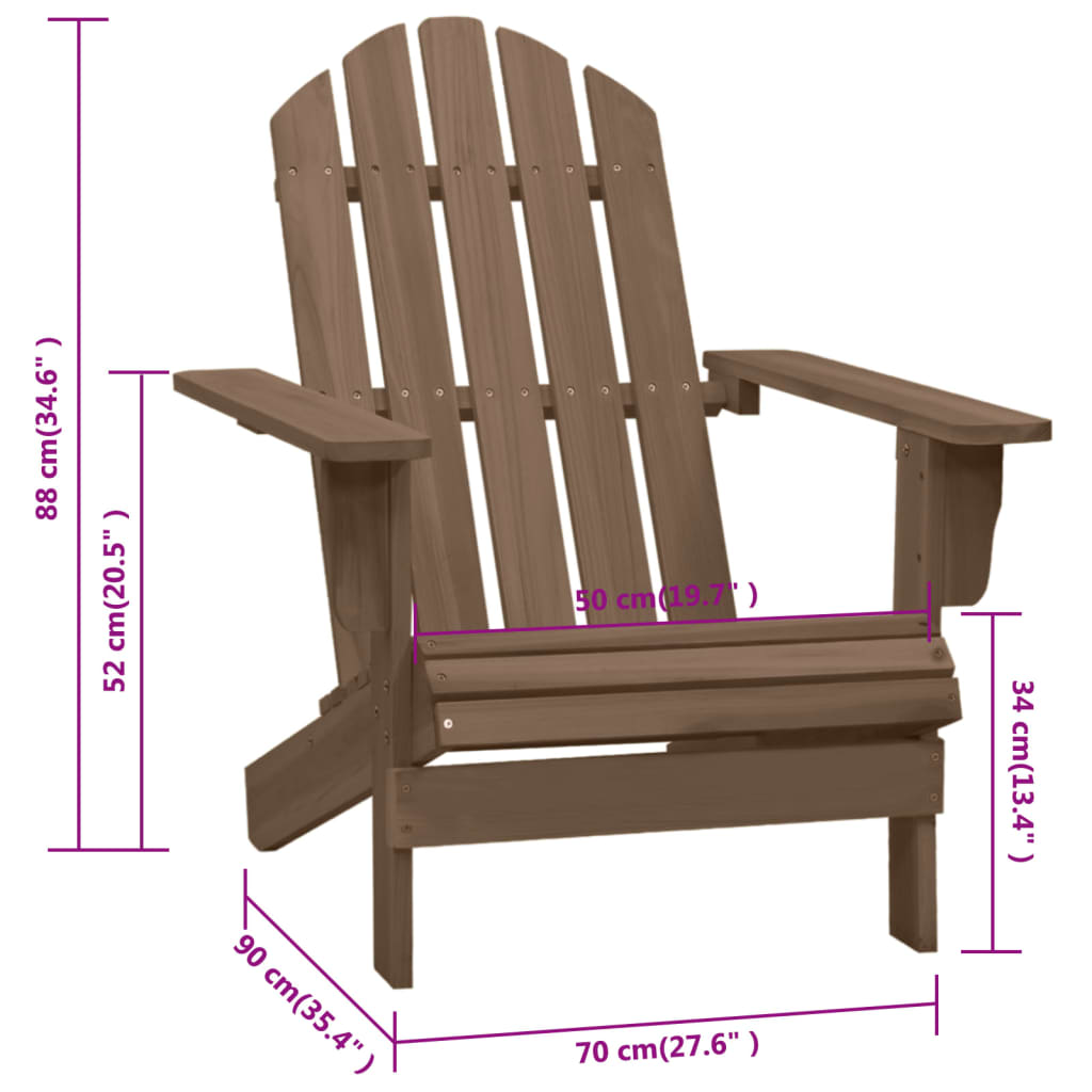 vidaXL Patio Chair Lawn Patio Adirondack Chair for Outdoor Porch Garden Wood-2