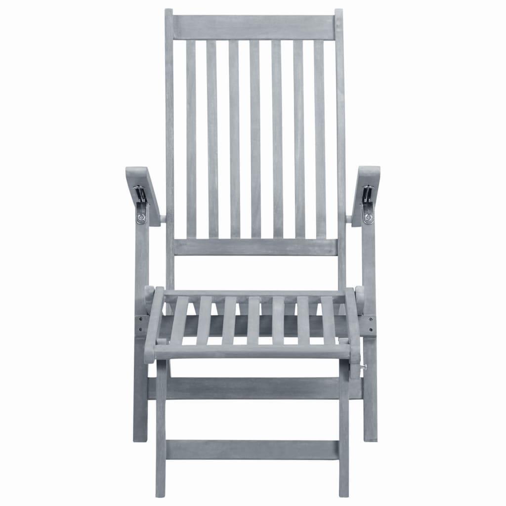 vidaXL Patio Deck Chair with Footrest Solid Acacia Wood-4
