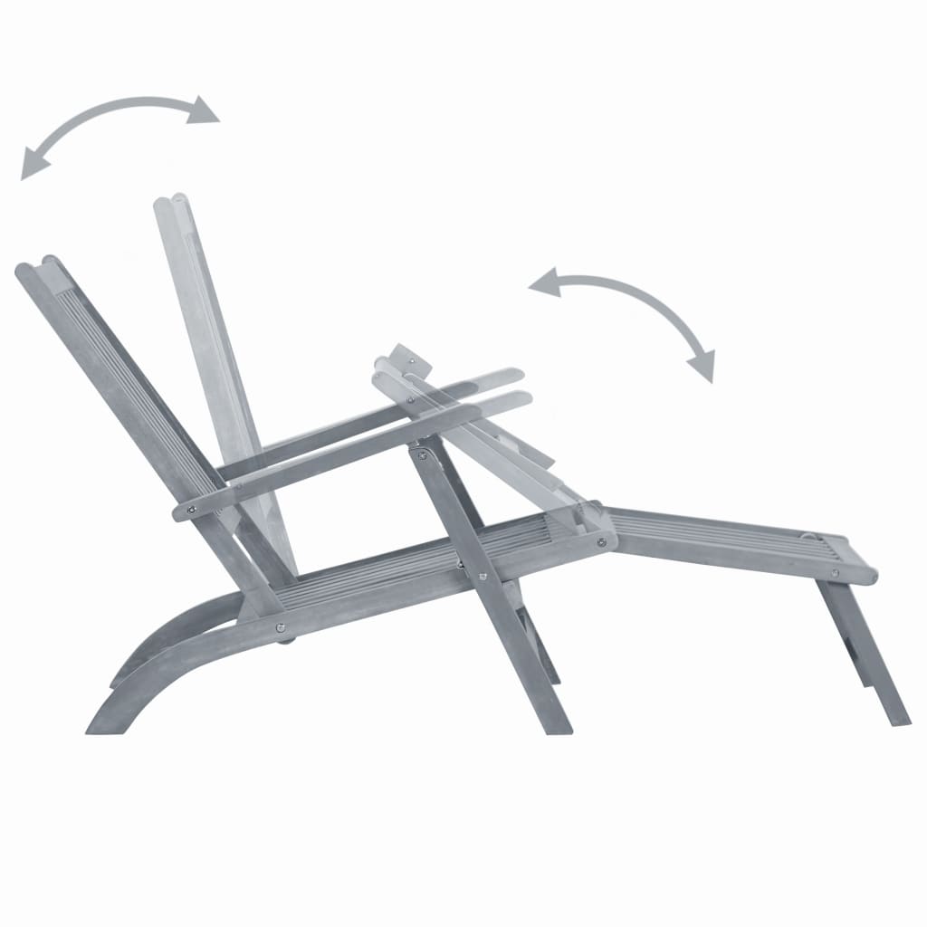 vidaXL Patio Deck Chair with Footrest Solid Acacia Wood-5