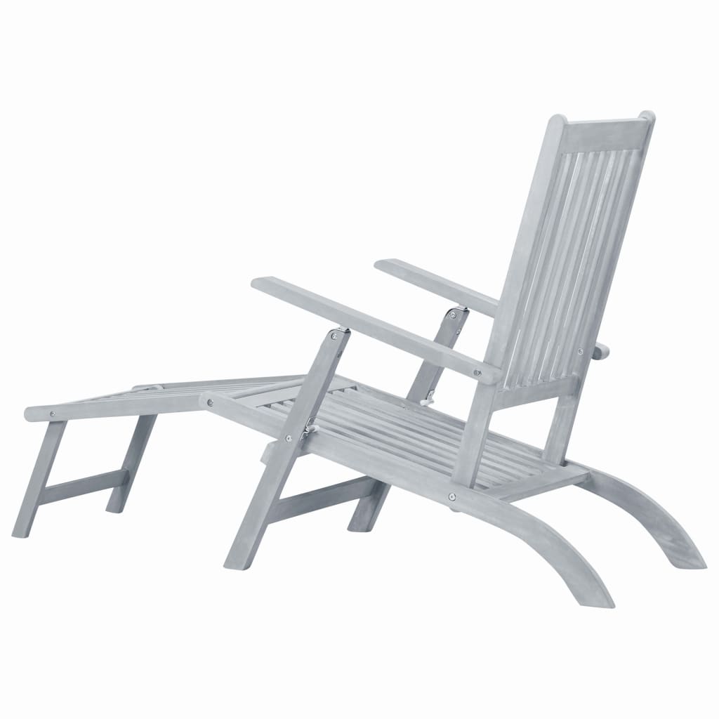 vidaXL Patio Deck Chair with Footrest Solid Acacia Wood-8