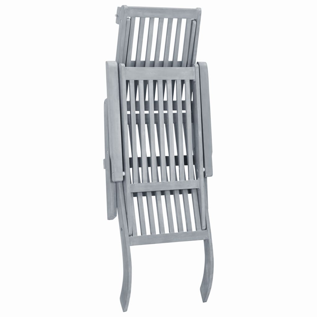 vidaXL Patio Deck Chair with Footrest Solid Acacia Wood-9