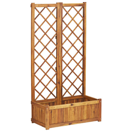 vidaXL Raised Bed with Trellis 31.5"x15"x59.1" Solid Acacia Wood-0