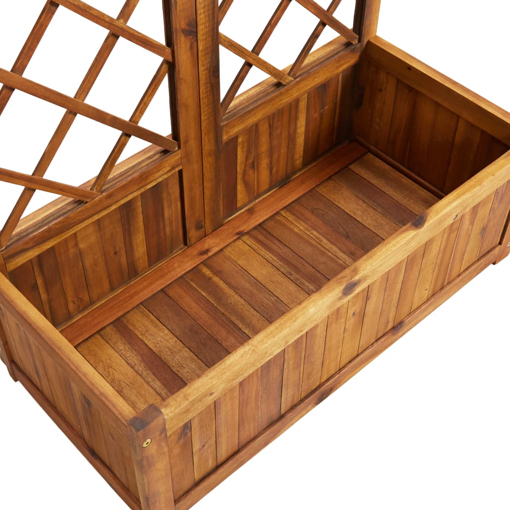 vidaXL Raised Bed with Trellis 31.5"x15"x59.1" Solid Acacia Wood-4