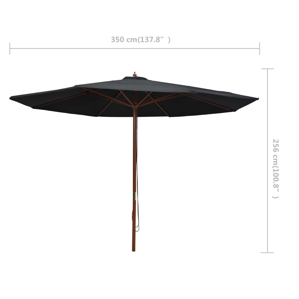 vidaXL Outdoor Umbrella Parasol Patio Sunshade Sun Shelter Bamboo and Wood-5
