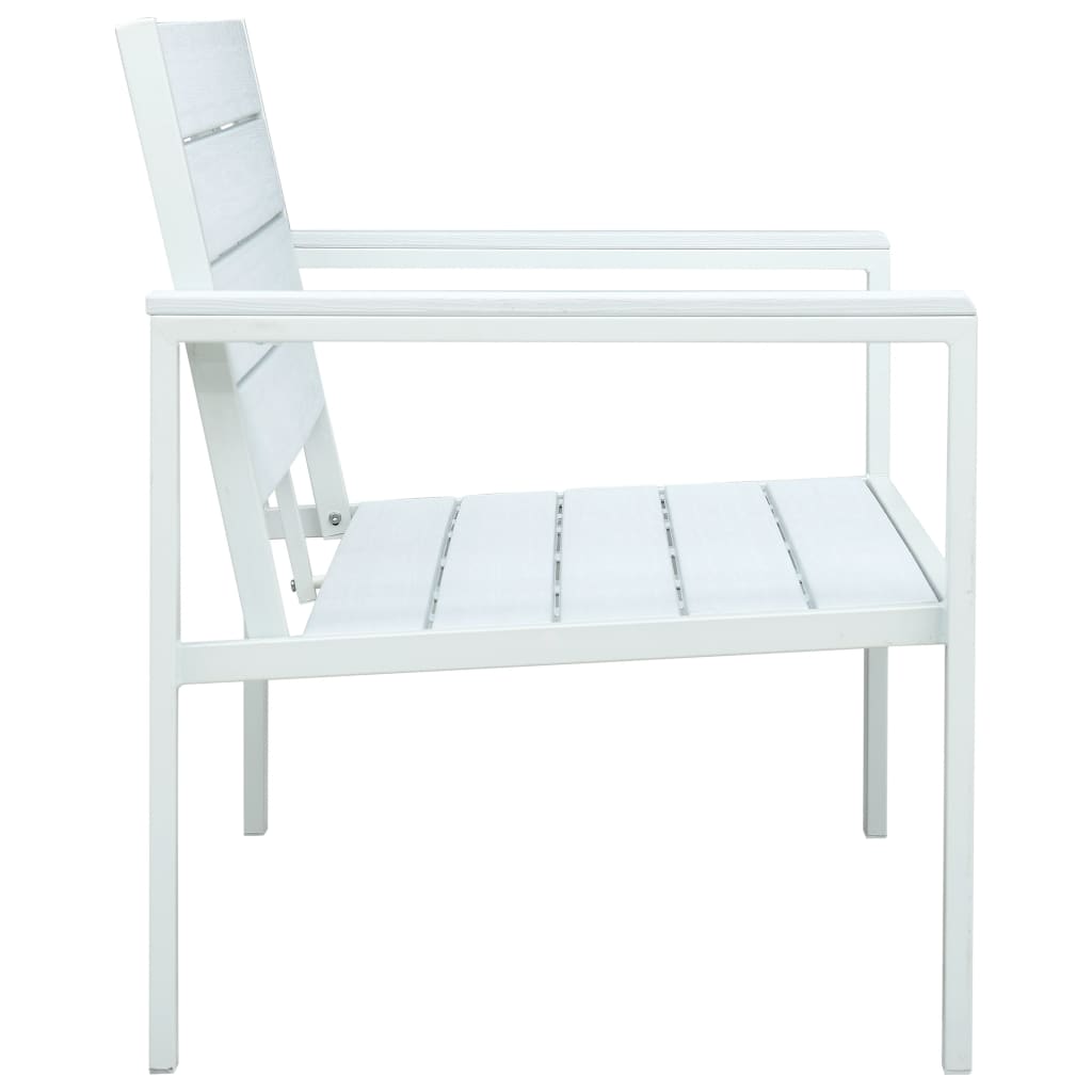 vidaXL Outdoor Patio Bench Garden Chair Bench with Armrests HDPE Wood Look-2