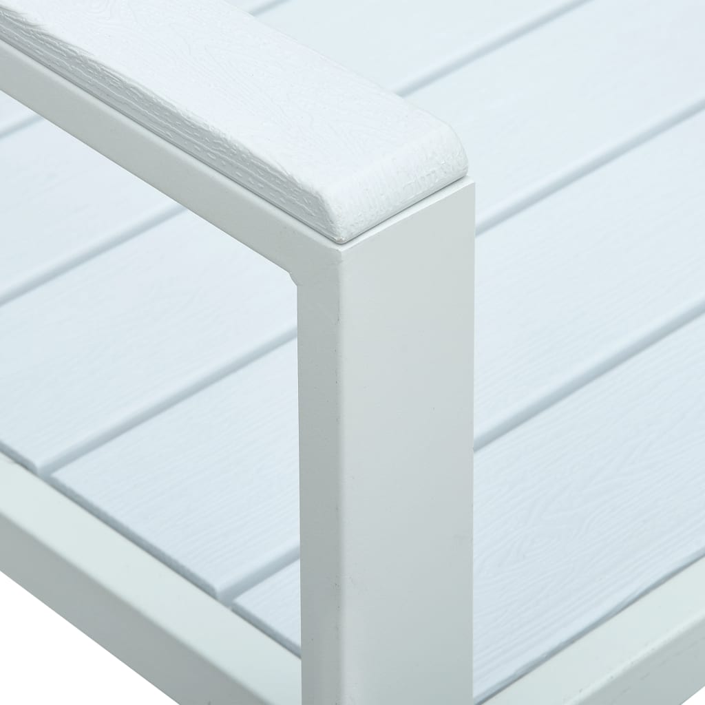vidaXL Outdoor Patio Bench Garden Chair Bench with Armrests HDPE Wood Look-10