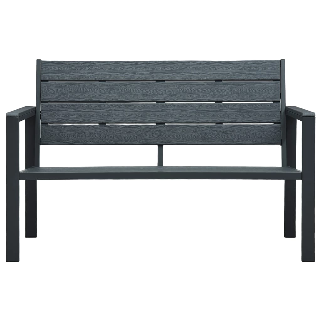 vidaXL Outdoor Patio Bench Garden Chair Bench with Armrests HDPE Wood Look-4