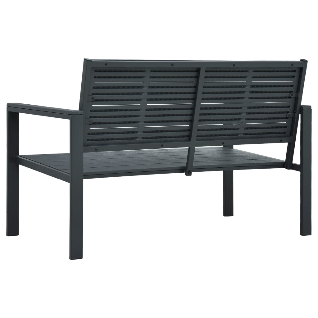 vidaXL Outdoor Patio Bench Garden Chair Bench with Armrests HDPE Wood Look-11