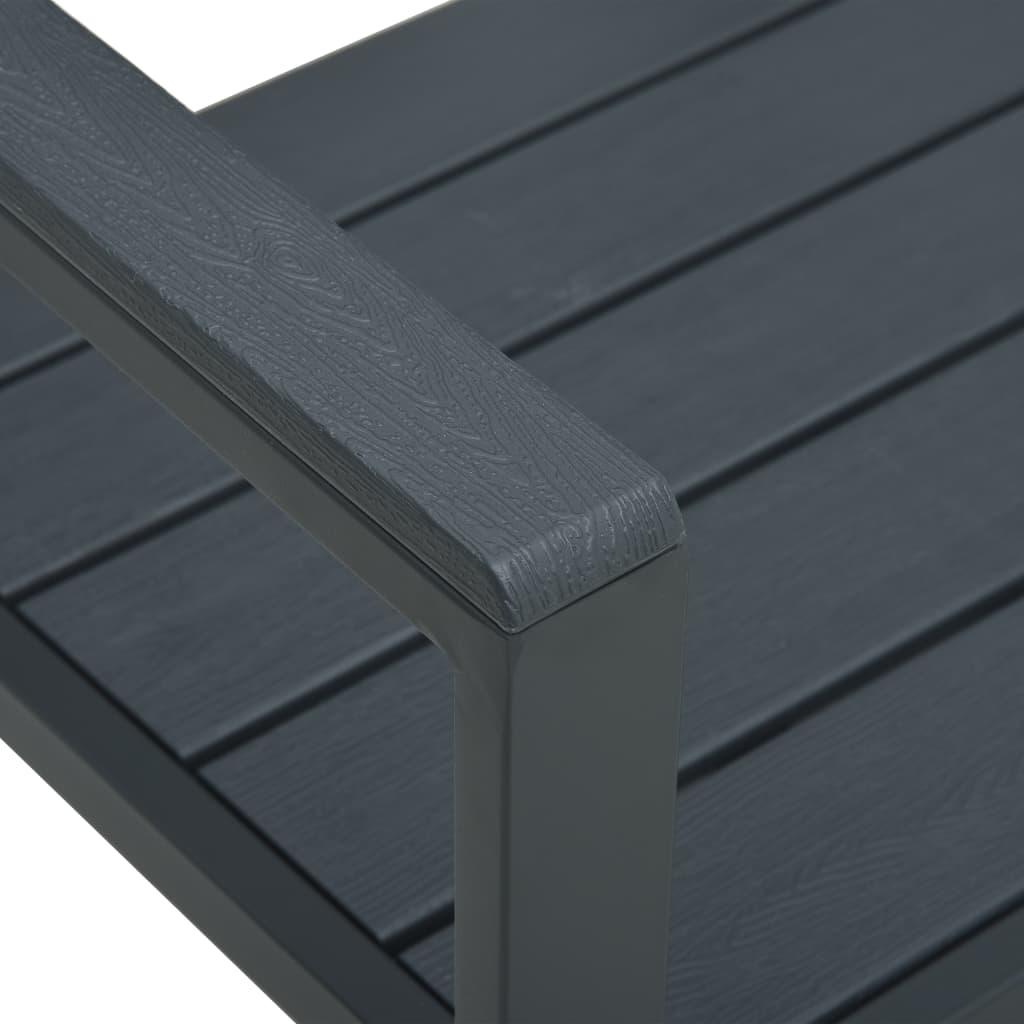 vidaXL Outdoor Patio Bench Garden Chair Bench with Armrests HDPE Wood Look-12