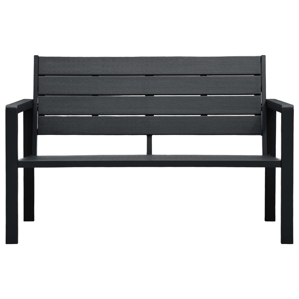 vidaXL Outdoor Patio Bench Garden Chair Bench with Armrests HDPE Wood Look-7