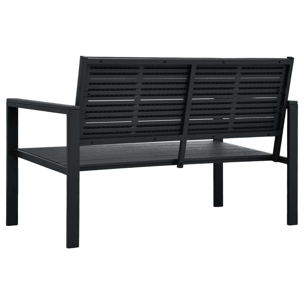 vidaXL Outdoor Patio Bench Garden Chair Bench with Armrests HDPE Wood Look-8