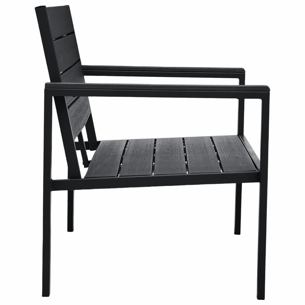 vidaXL Outdoor Patio Bench Garden Chair Bench with Armrests HDPE Wood Look-13