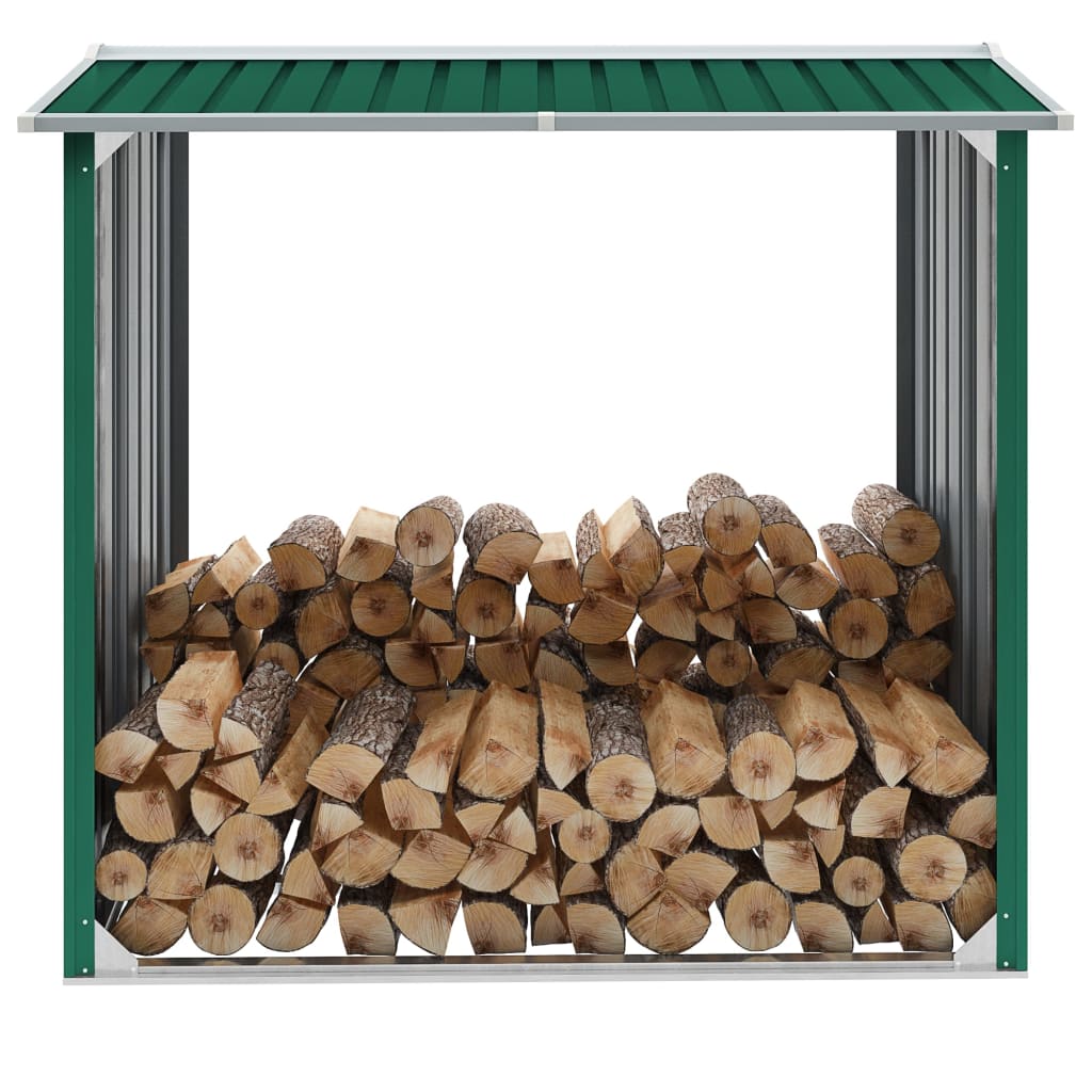 vidaXL Firewood Rack Log Storage Holder Stand with Roof Galvanized Steel 67.7"-0