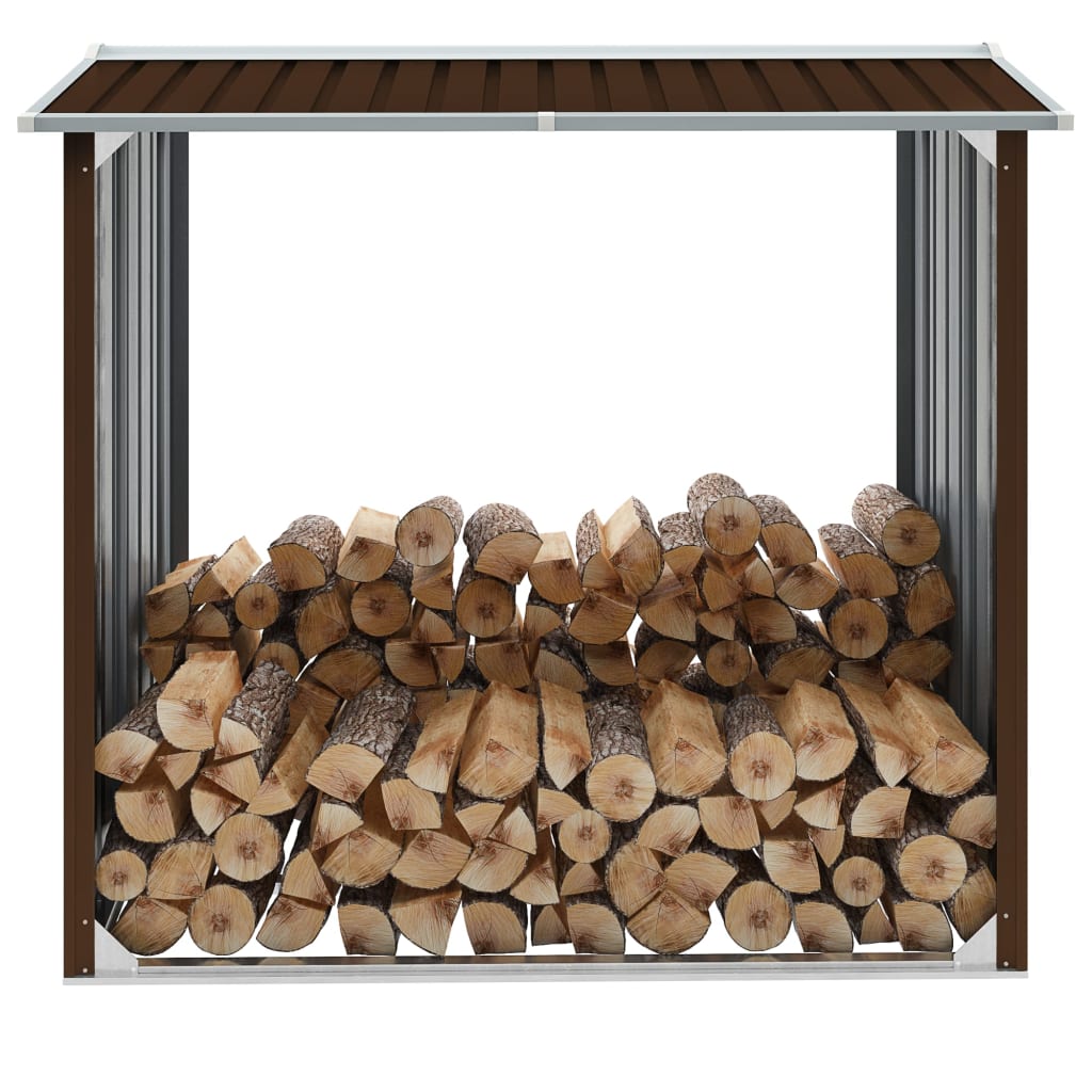 vidaXL Firewood Rack Log Storage Holder Stand with Roof Galvanized Steel 67.7"-3